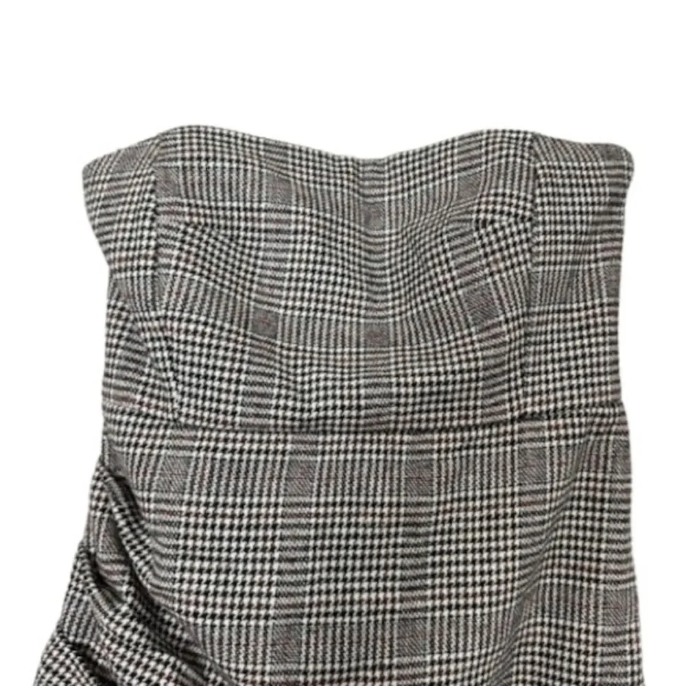 ‼️SOLD‼️HOUSE OF HARLOW NWT Gray Strapless Wool Blend Houndstooth Mini Dress - Picture 3 of 16